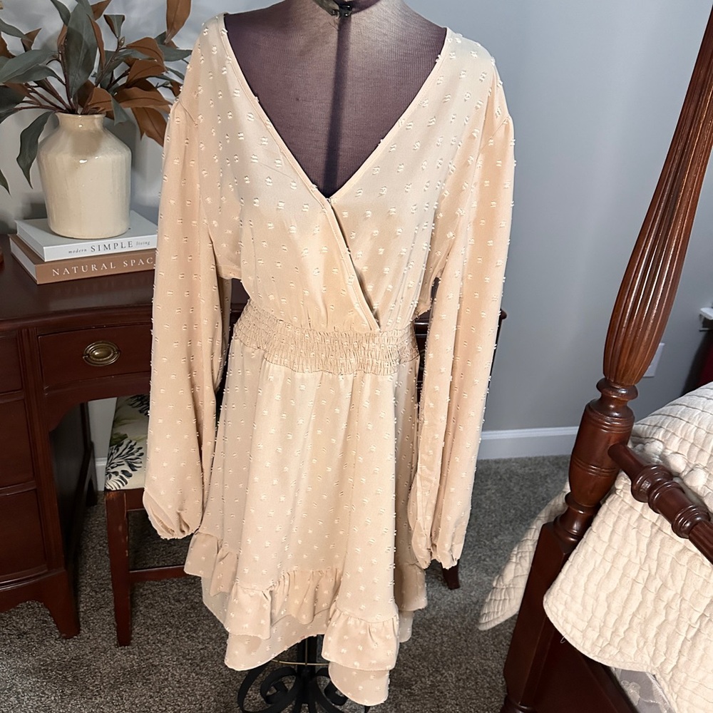 Elegant Cream Wrap Dress